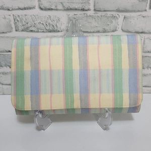 Vintage Margaret Smith Gardiner Maine Pastel Stripe Handbag Clutch Canvas Spring